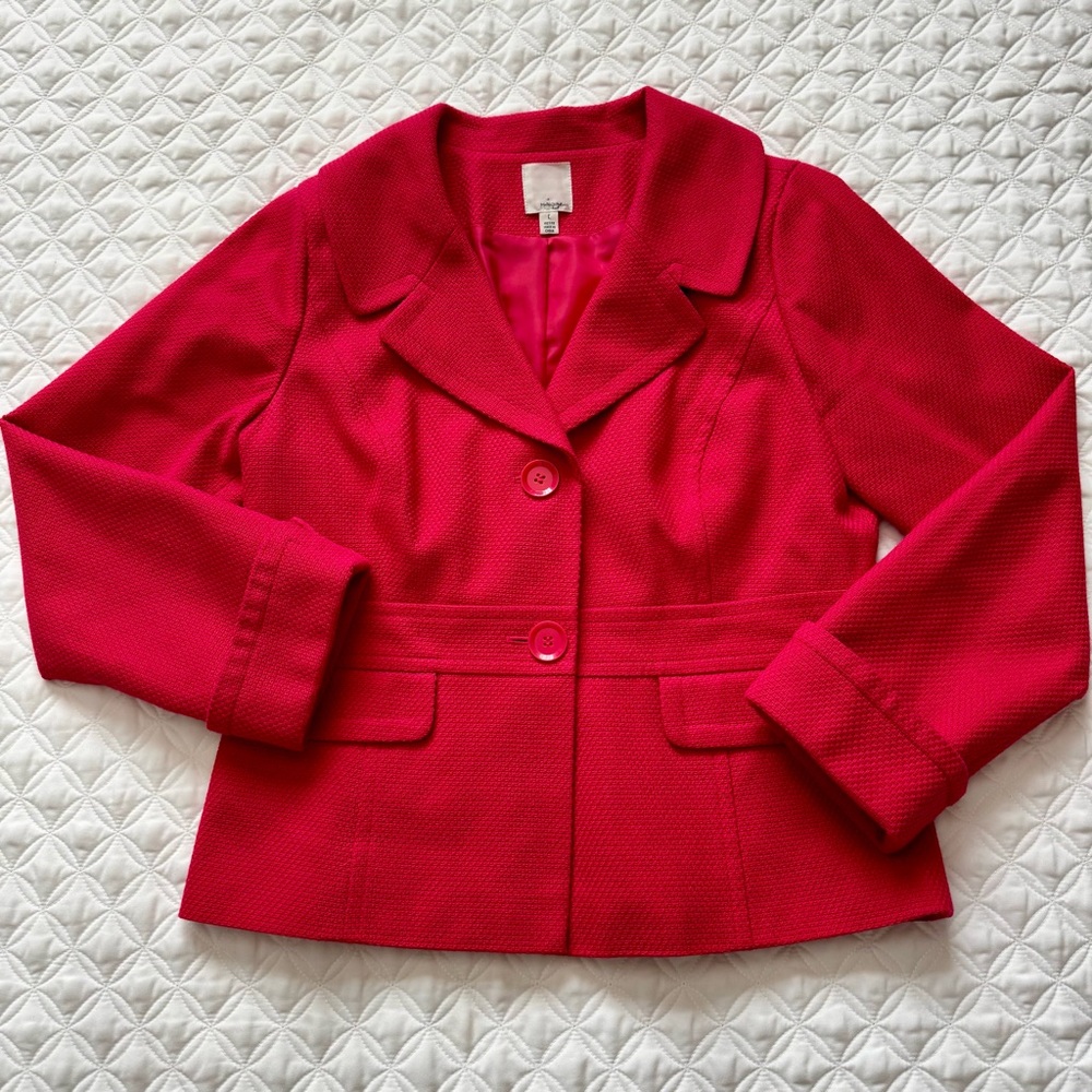 Halogen Cherry Red Tailored Blazer Size Large Petite